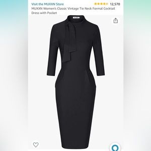 MUXXN Women's Classic Vintage Tie Neck Formal Cocktail Dress with Pockets